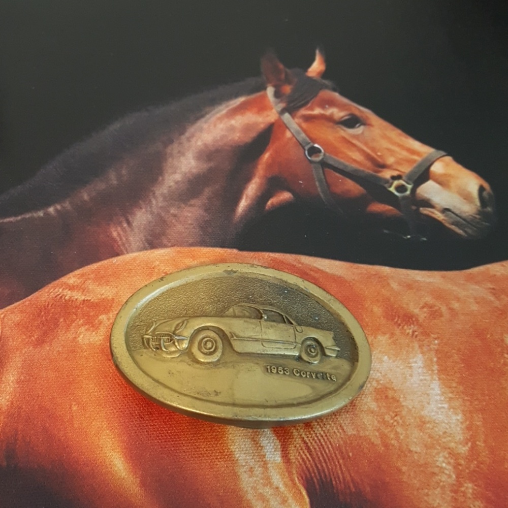 Mens Belt Buckle Corvette Brass